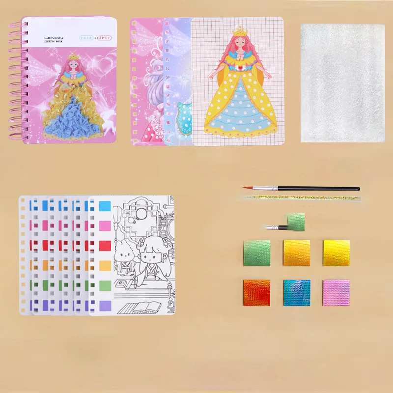 Princesses Poke Art DIY Paper Craft Kit Puzzle Puncture Painting Inspired Arts and Crafts for Kids Aged 5 to 7 Years