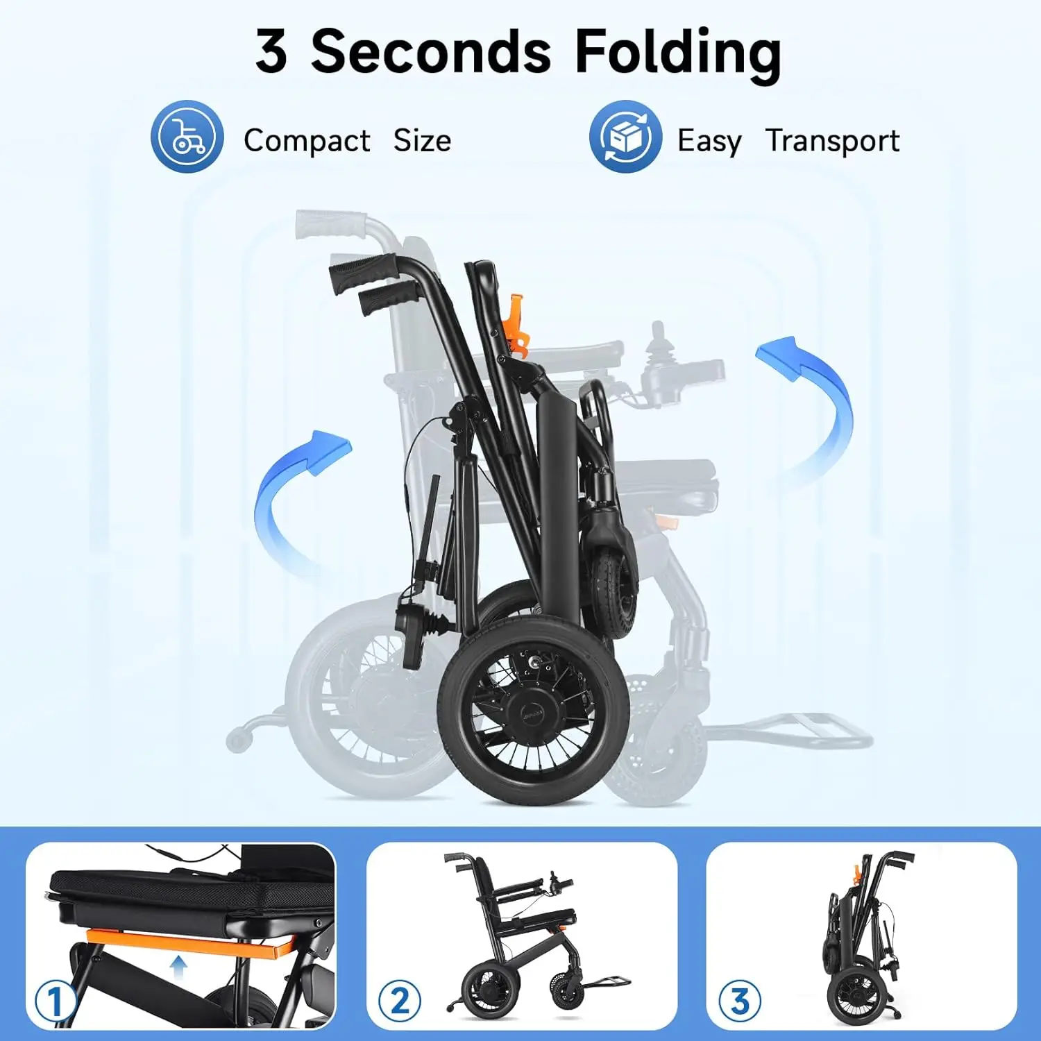 Lightweight Foldable Portable Power Electric Wheelchair for the Disabled-New Trending Rehabilitation Therapy Supply