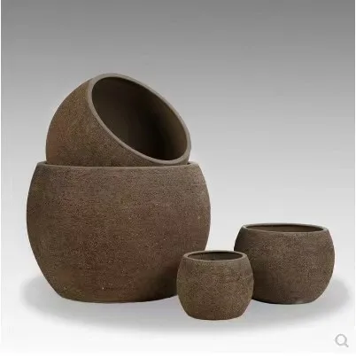 Vietnamese Glazed Pots -Ceramic Flower Pot  - Round Jar - Garden Planter -  Indoor - Outdoor Pottery - Plant Vase