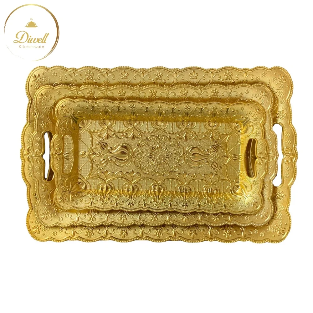 Wholesale Commercial Restaurant Charger Plate Tableware High Standard PP Plate Gold Long Square Plate for Wedding