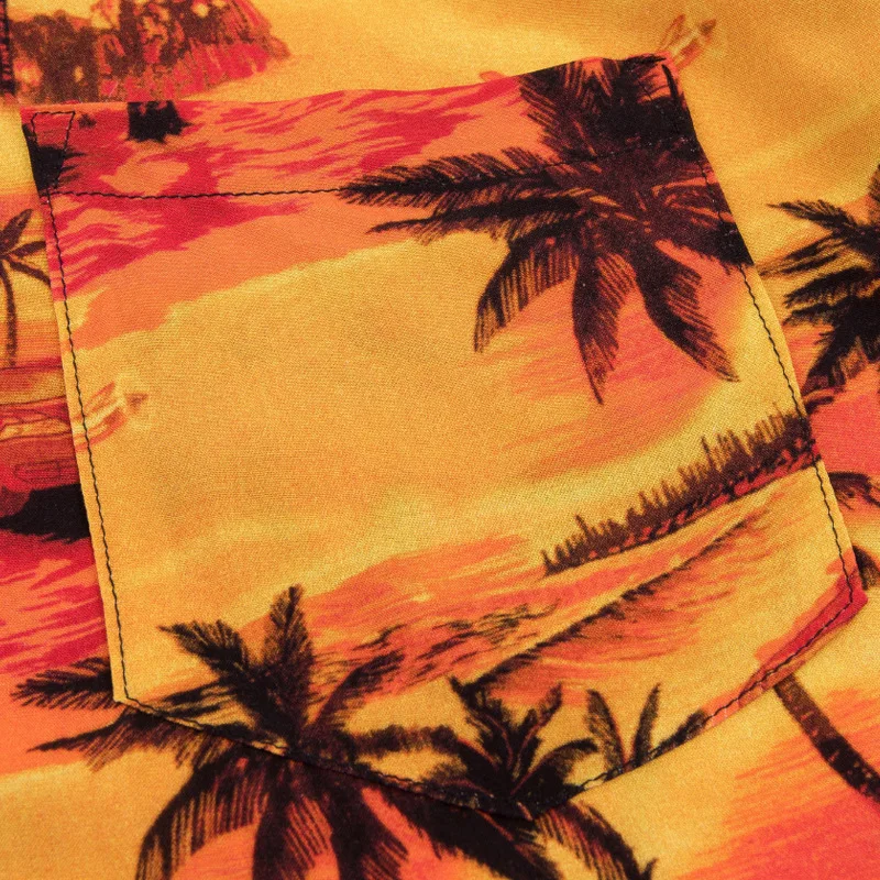 High quality short sleeve loose fit coconut tree all over print custom button up hawaiian shirt for men