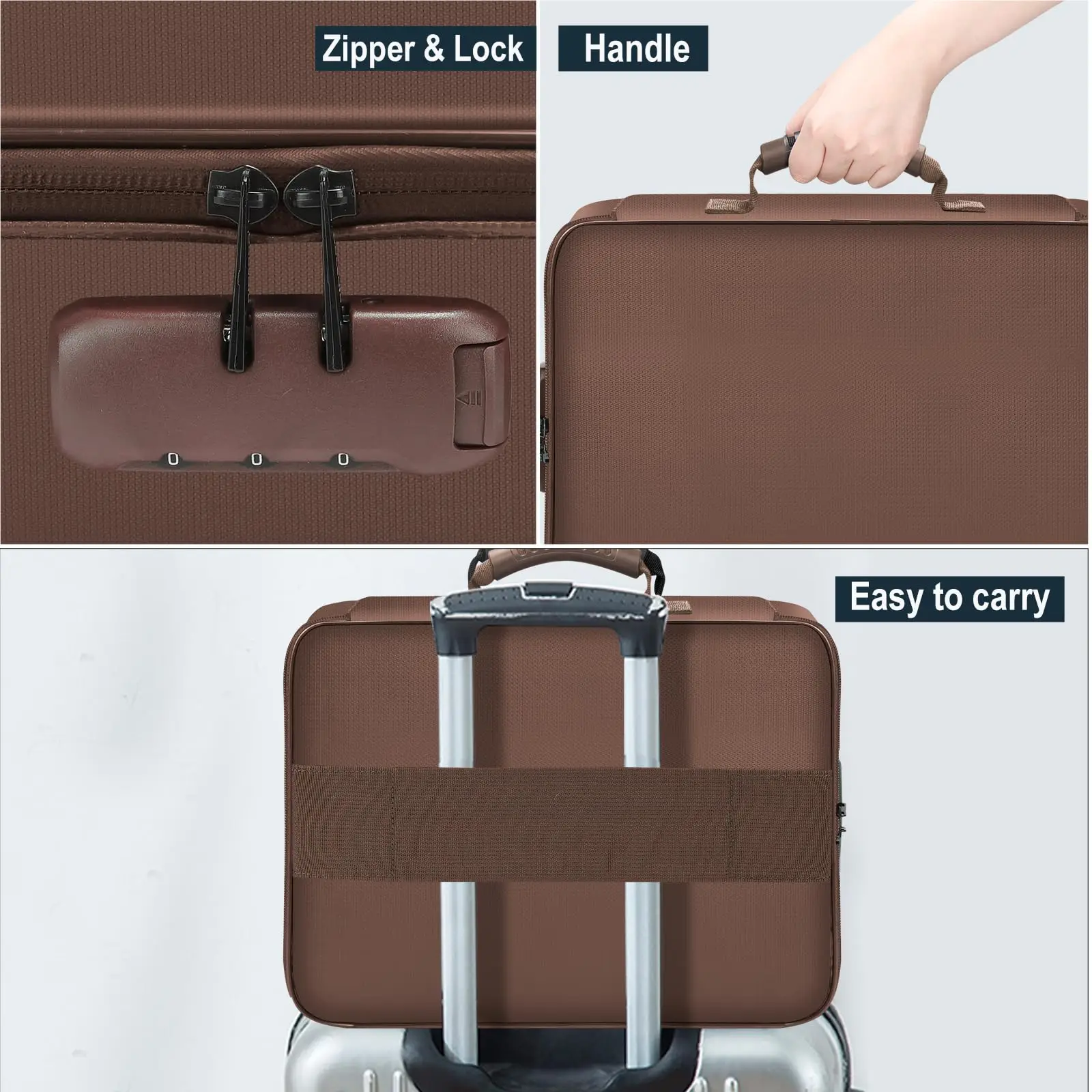 Fireproof Document Bag with Lock 3-Layer File Storage Case Water-Resistant Zipper Portable Travel Organizer for Laptop