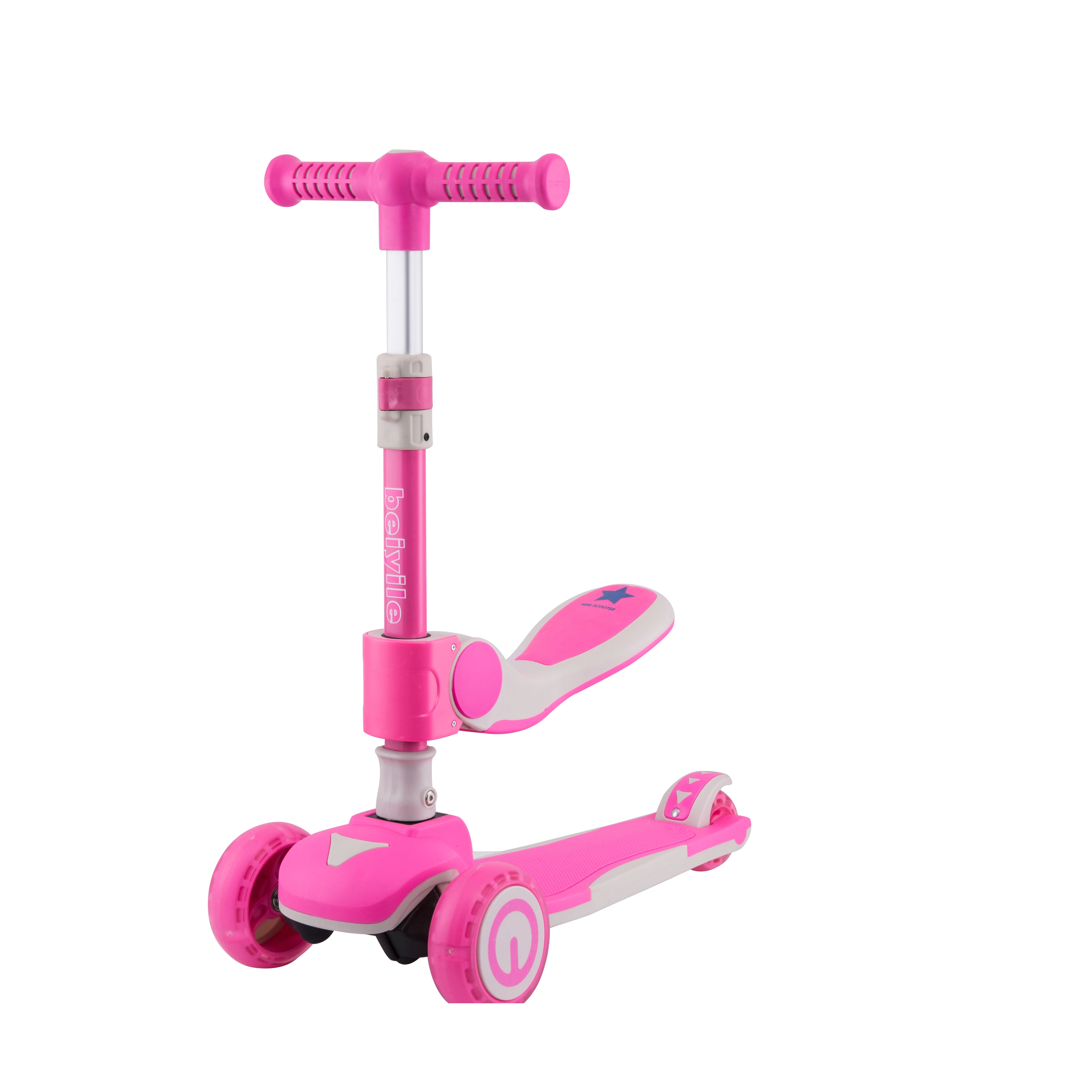 Age 2-12 3In1 Pu Led Wheels Height Adjustable Push 3 Wheel Kids Baby Kick Scooter For Kids