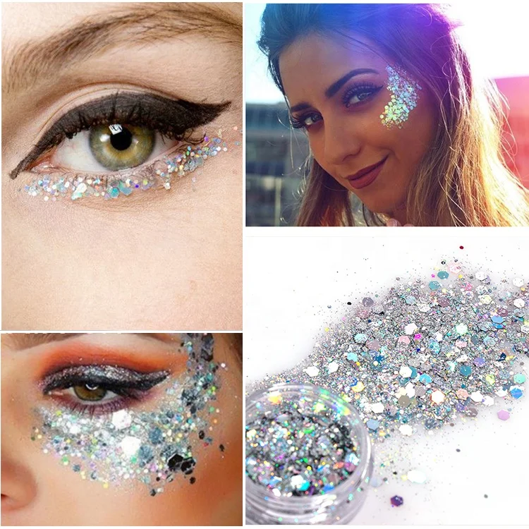 Wholesale 20 Colors Glitter Sequin Pigment Loose Makeup Glitters Private Label Chunky Glitter