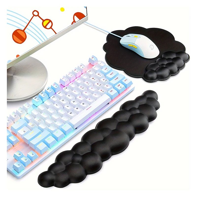 Cloud Wrist Rest Keyboard-Keyboard Cloud Wrist Rest Mouse, Desk Cloud Wrist Pad Slip Base  For Home, Office, Computer