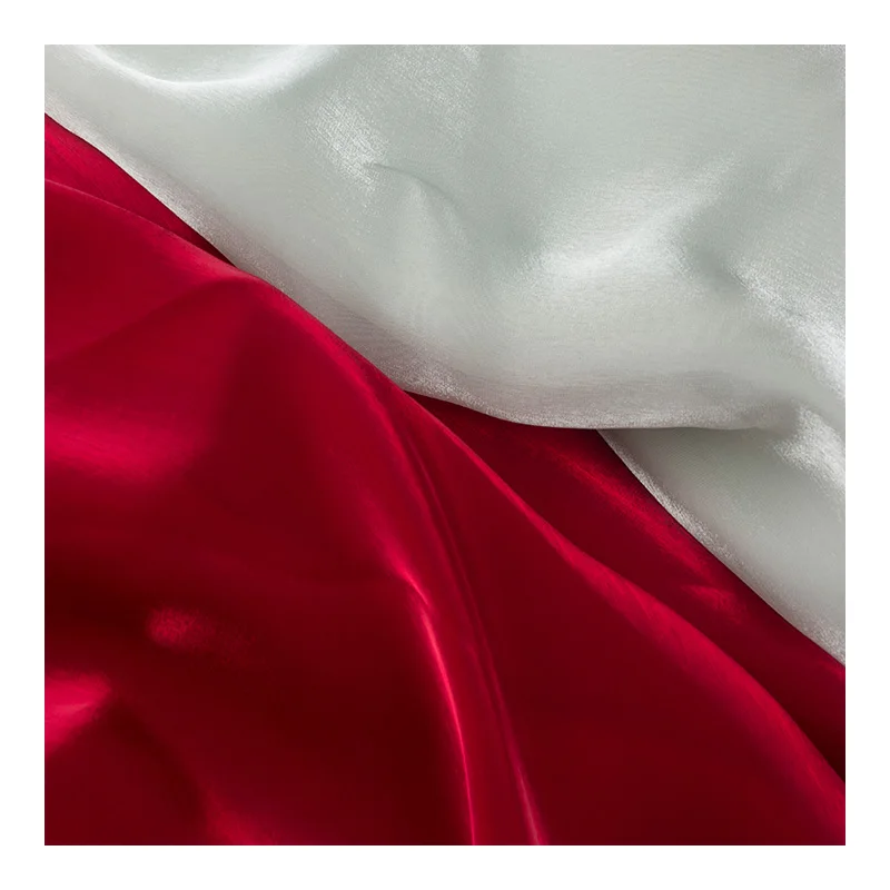 Ready to Ship 100% Polyester Soft Smooth Touch  Satin Face Shimmer Korean Organza Fabric For Couture Dresses