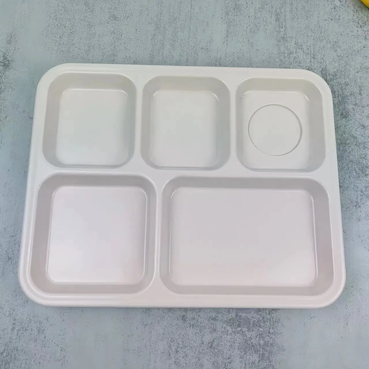 Wholesale unbroken melamine  5 sectional food divided  tray food grade
