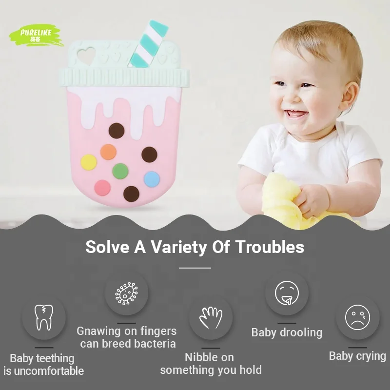 100% Food Grade Approval New Silicone Bubble Star Tea Design Baby Teething Toy