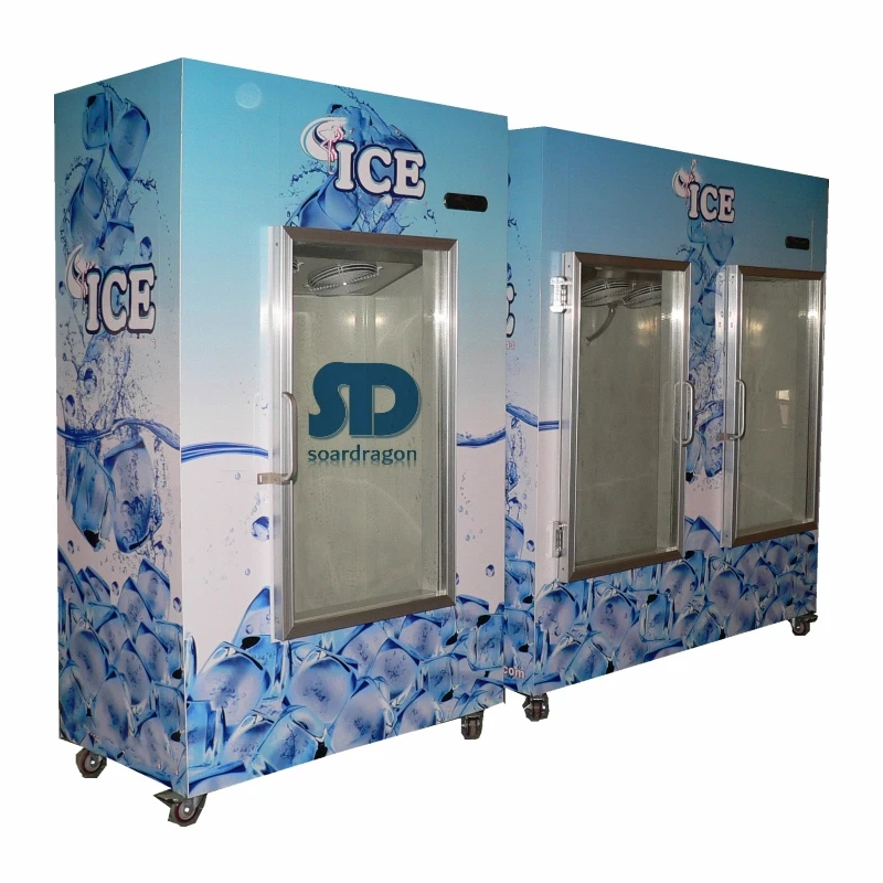 Soardragon custom cold storage bagged deep ice cube freezer Cold wall ice fridge for gas station use