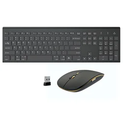 Эргономичный выбор наклона двойная система переключение 104 клавиш полный размер ножницы-клавиша беспроводная клавиатура и мышь комбинированный черный золотой