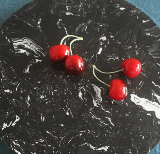  Natural round Marble Board Cheese Dessert cake Serving marble Plate with rotatable