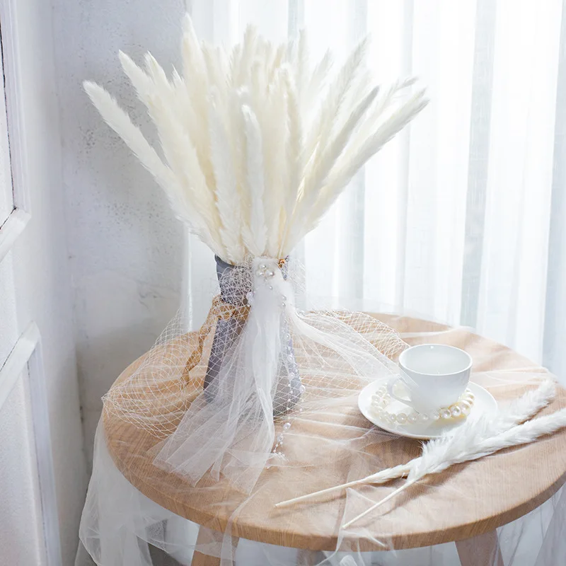 Natural Dried Pampas Grass Small Artificial Flower for Wedding decoration and home Festival Bouquet arrangement Fluffy Reed