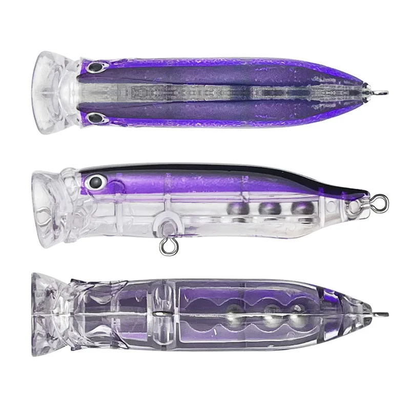 Cross-Border Luya 7cm9g Floating Water Bait Transparent Big Water Flower Long-Distance Cast Ring Bead Wholesale Fishing Lures