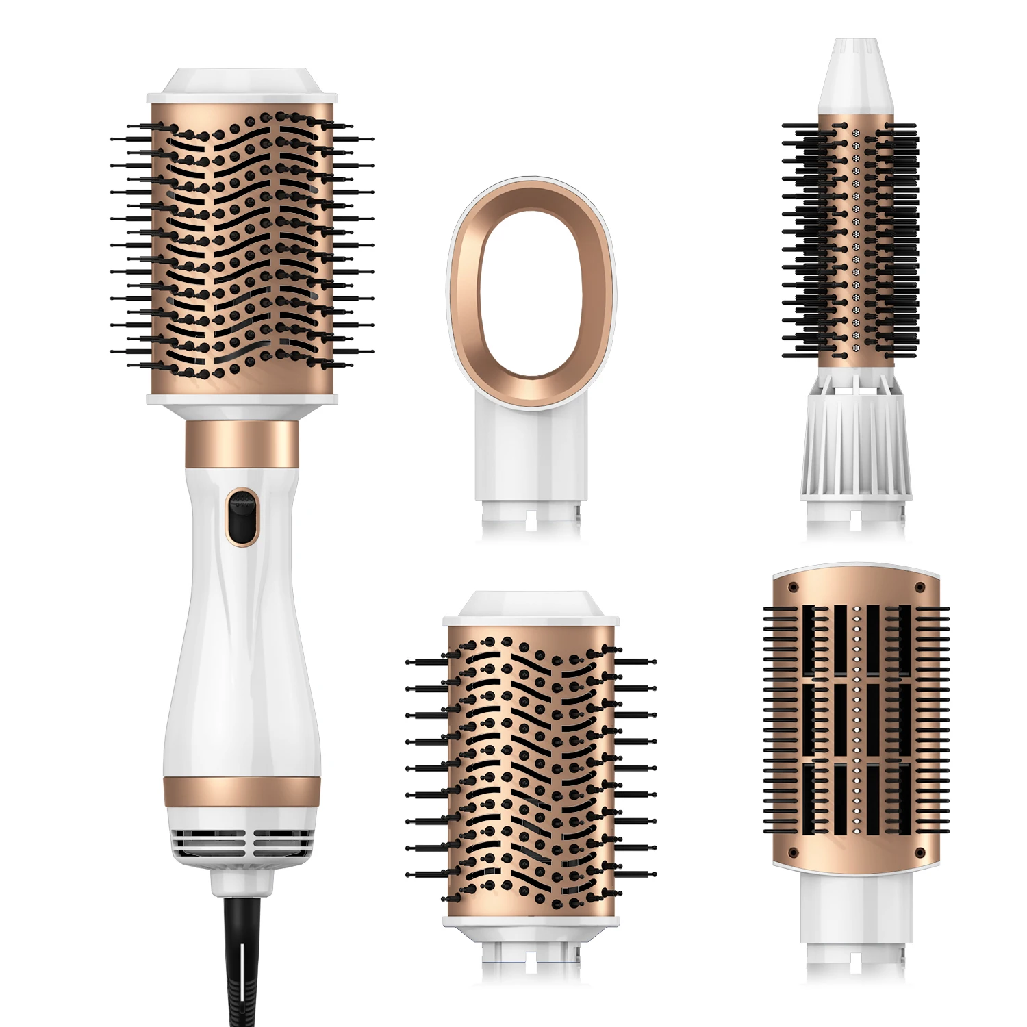 Professional 1000W DC Motor 5 In 1 Detachable Hot Air Hair Dryer Brush One Step 2 Speeds 2 Heat Settings with Hang Loop