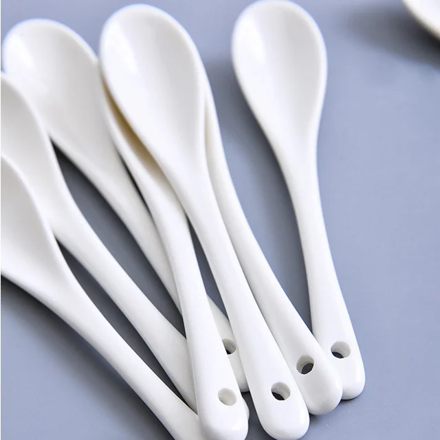 Porcelain Coffee Mixing Spoon Bone China Small Spoon Kitchen Tool Ceramic Mini Salt Spoon