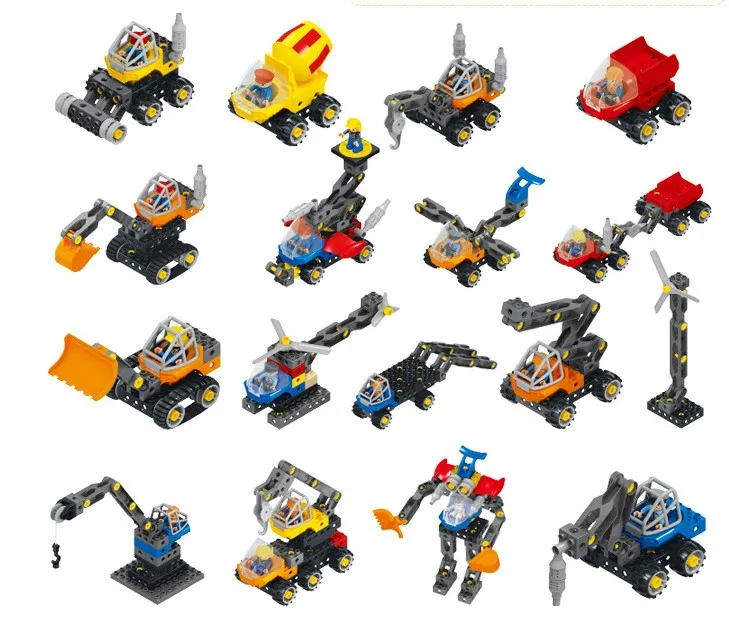 Kids Diy Educational Toys ,Large Particles Excavator Helicopter Copter Building Blocks