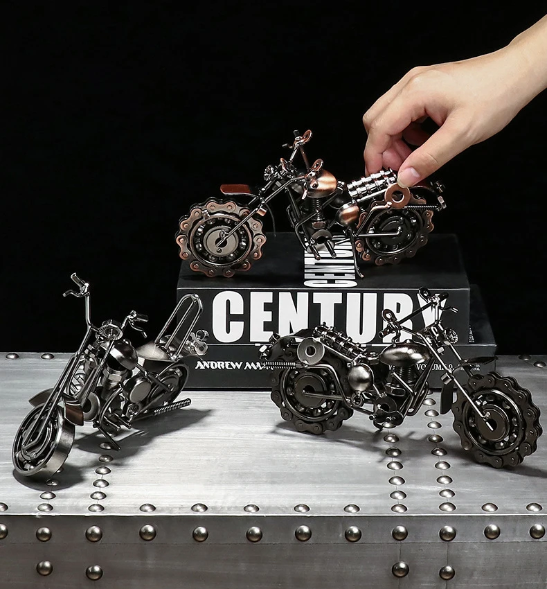 Hot Selling Metal Crafts Antique Motorcycle Model Die Cast Toy Vehicles Motorbike Home Decoration