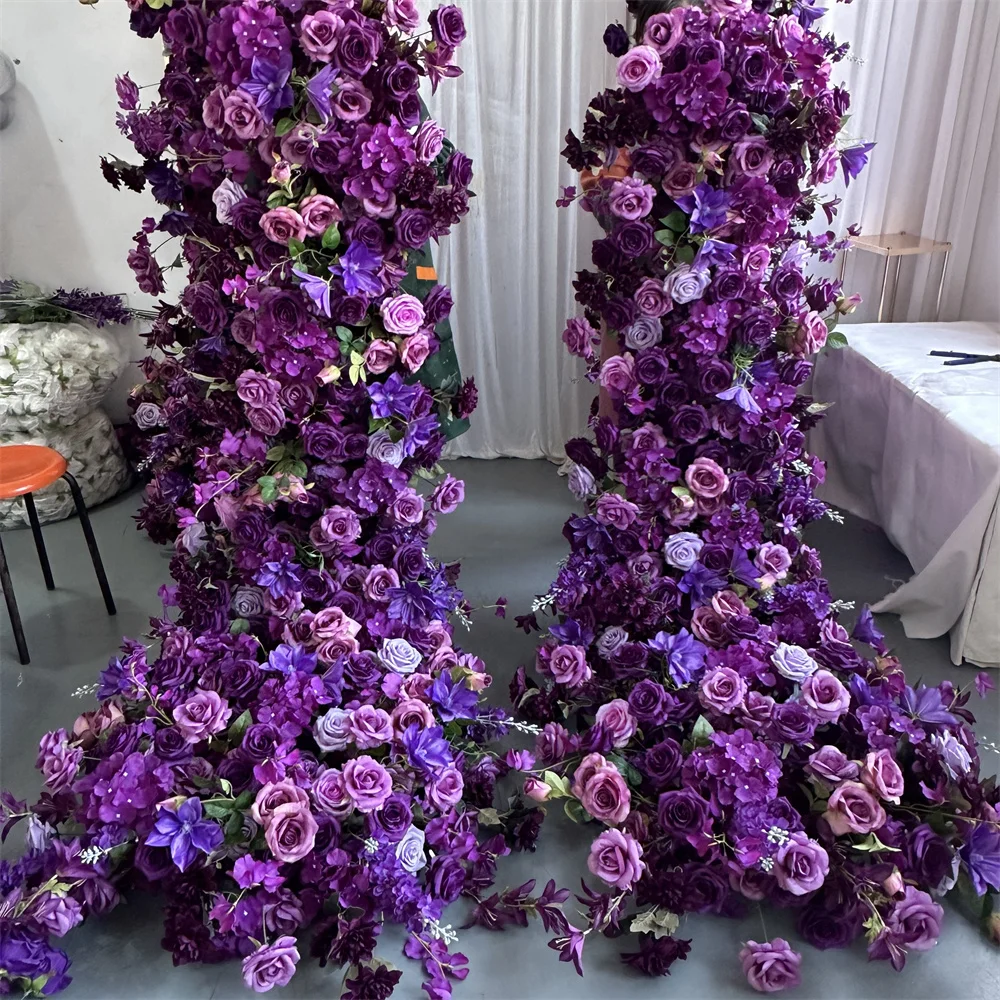 IFG wholesale 2m floral runners artificial deep purple flower garland for wedding
