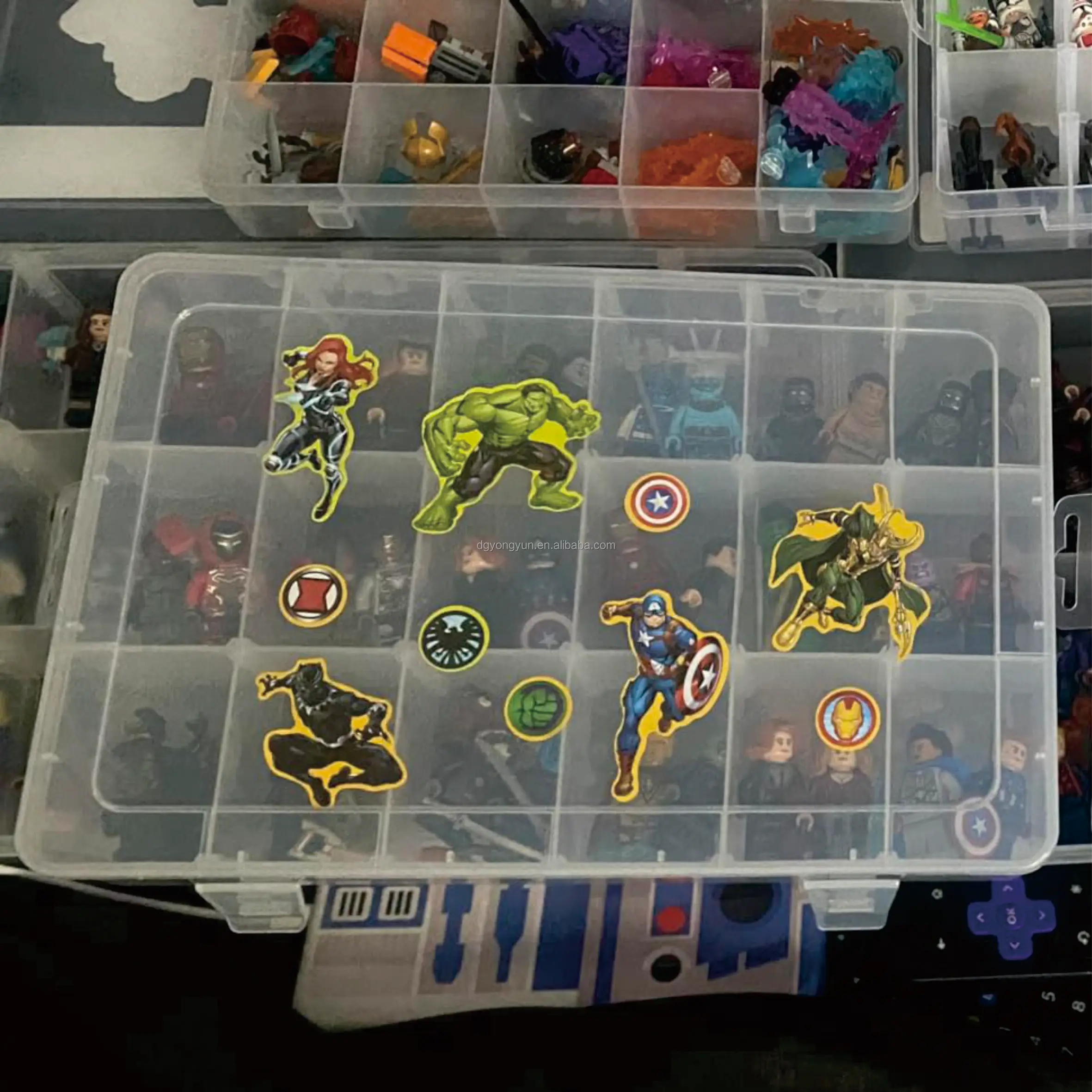 pp18 Compartment Plastic Organizer with Adjustable Dividers, Clear Organizer, Jewelry . Fishing Gear. Small Parts. Organizer