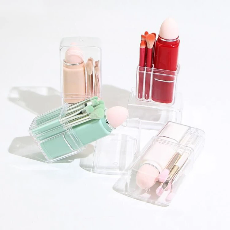 Short Handle Round Mushroom Head Nail Dust Face Foundation Blush Kabuki Powder Makeup Brush With Pu Zip Box Packing