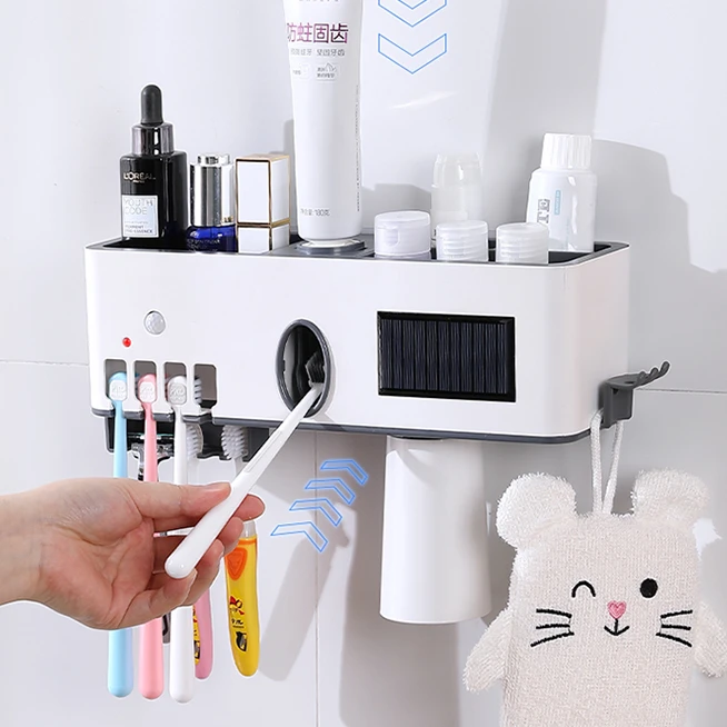 Fashion UV toothbrush holder with cup wall mounted toothbrush manager UV toothbrush sterilizer