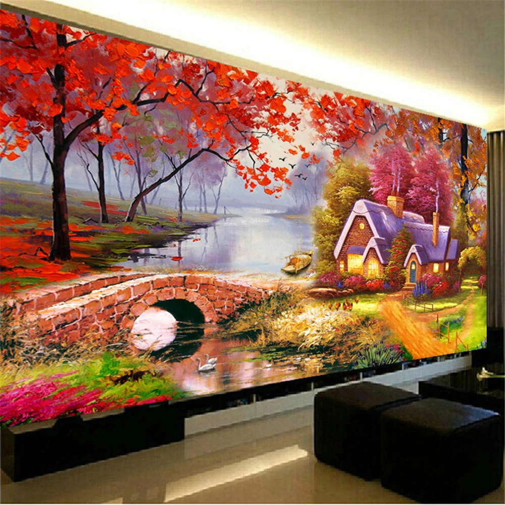 
Modern Art Wall Decor Red Maple Landscape Full Drill 5d Diy Diamond Painting Handmade Diamond Embroidery Cross Stitch 