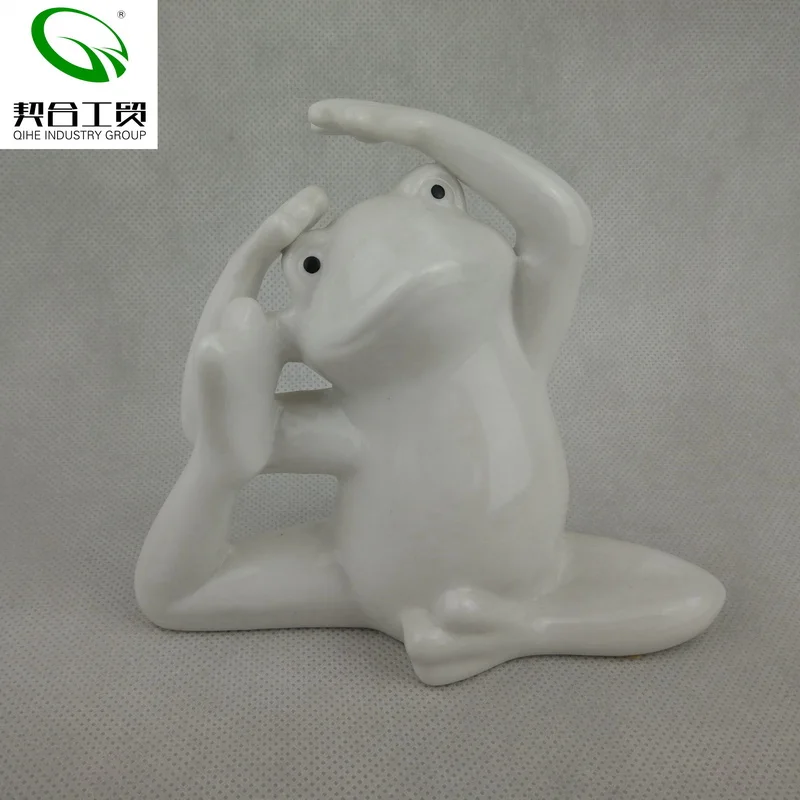 Ceramic yoga frog figurine for garden decoration porcelain yoga frog decoration