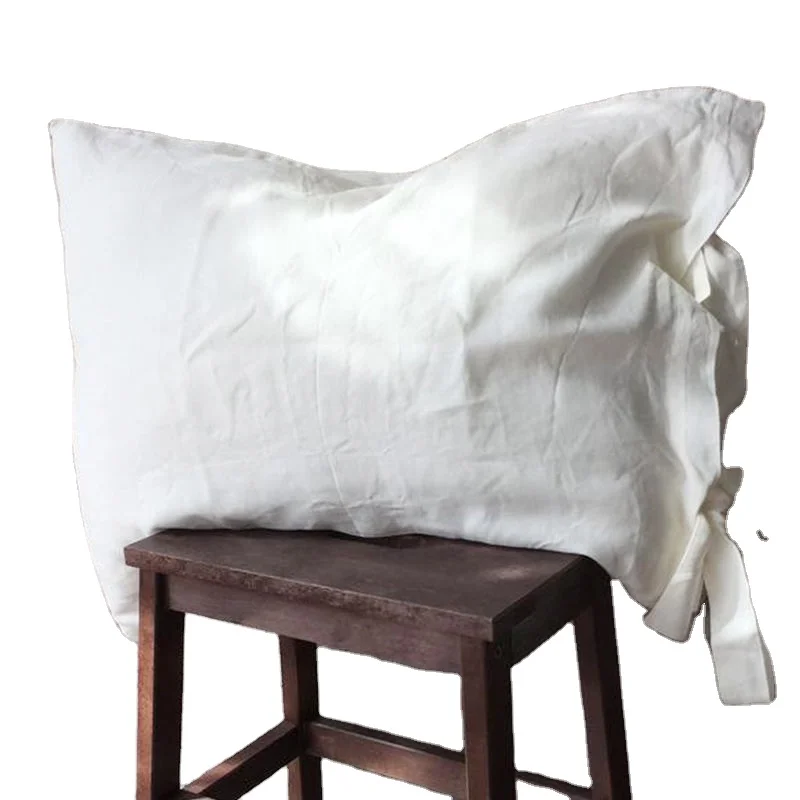 Custom Printing Linen Pillow Case/hotel French  Blank 100 White Flax/linen Pillowcases Covers with Ties