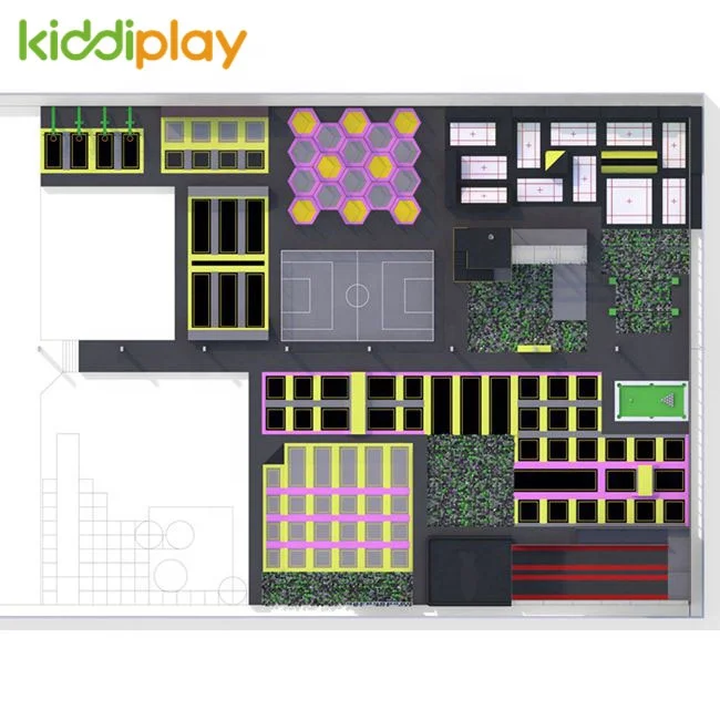 Popular exciting games indoor large slide ball pit trampoline park wholesale playground equipment