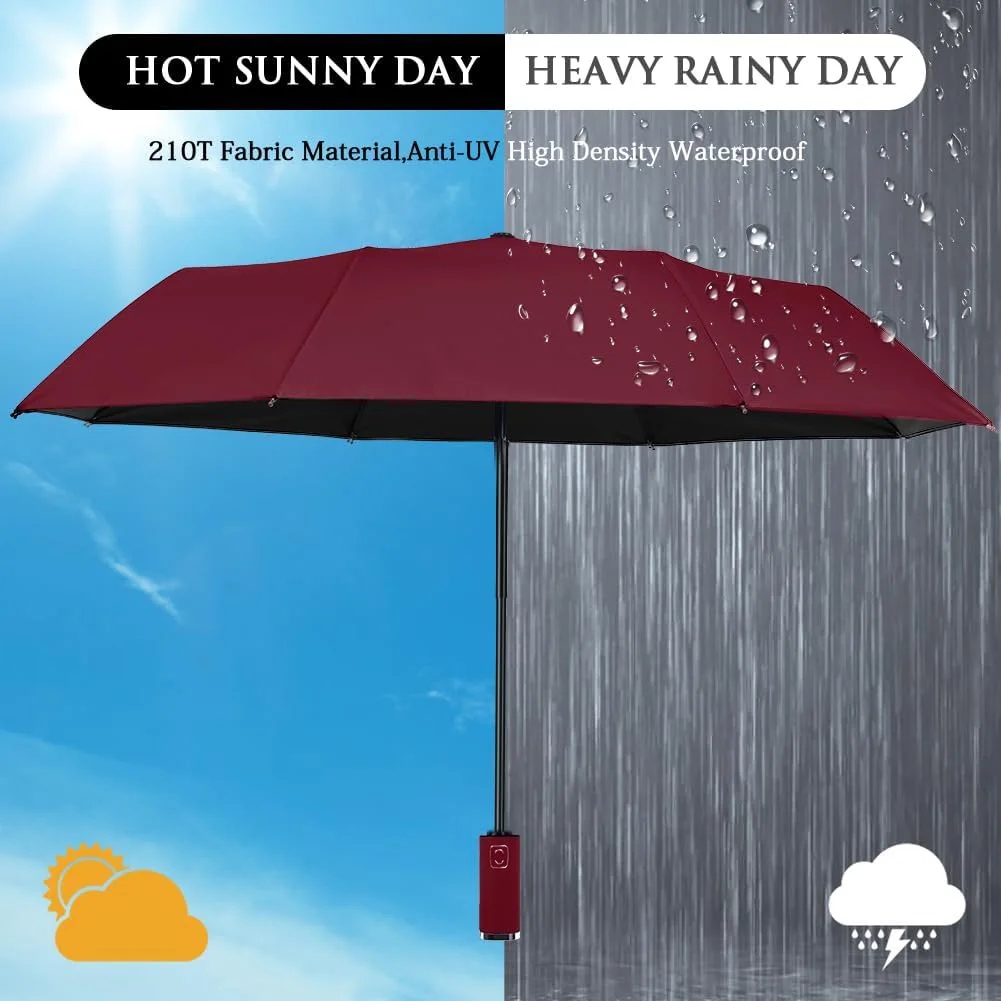 Sun and Rain Compact Folding Black uv Coated Folding Small for Car All-Weather Strong Windproof Travel Umbrella