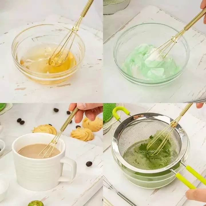 Amazon Best Selling 10cm 12cm 14cm 16cm 18cm Metal Egg Whip Gold Color Mini Whisk With Fouet Inox