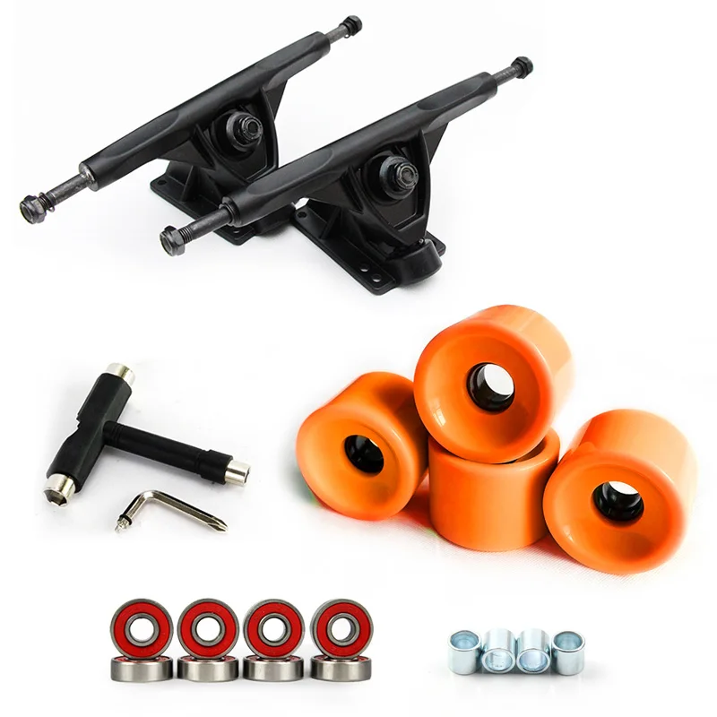 Custom Skateboard  7 8  8.5 inch Longboard Truck And Wheels Set 70*51mm Wheels Black Trucks