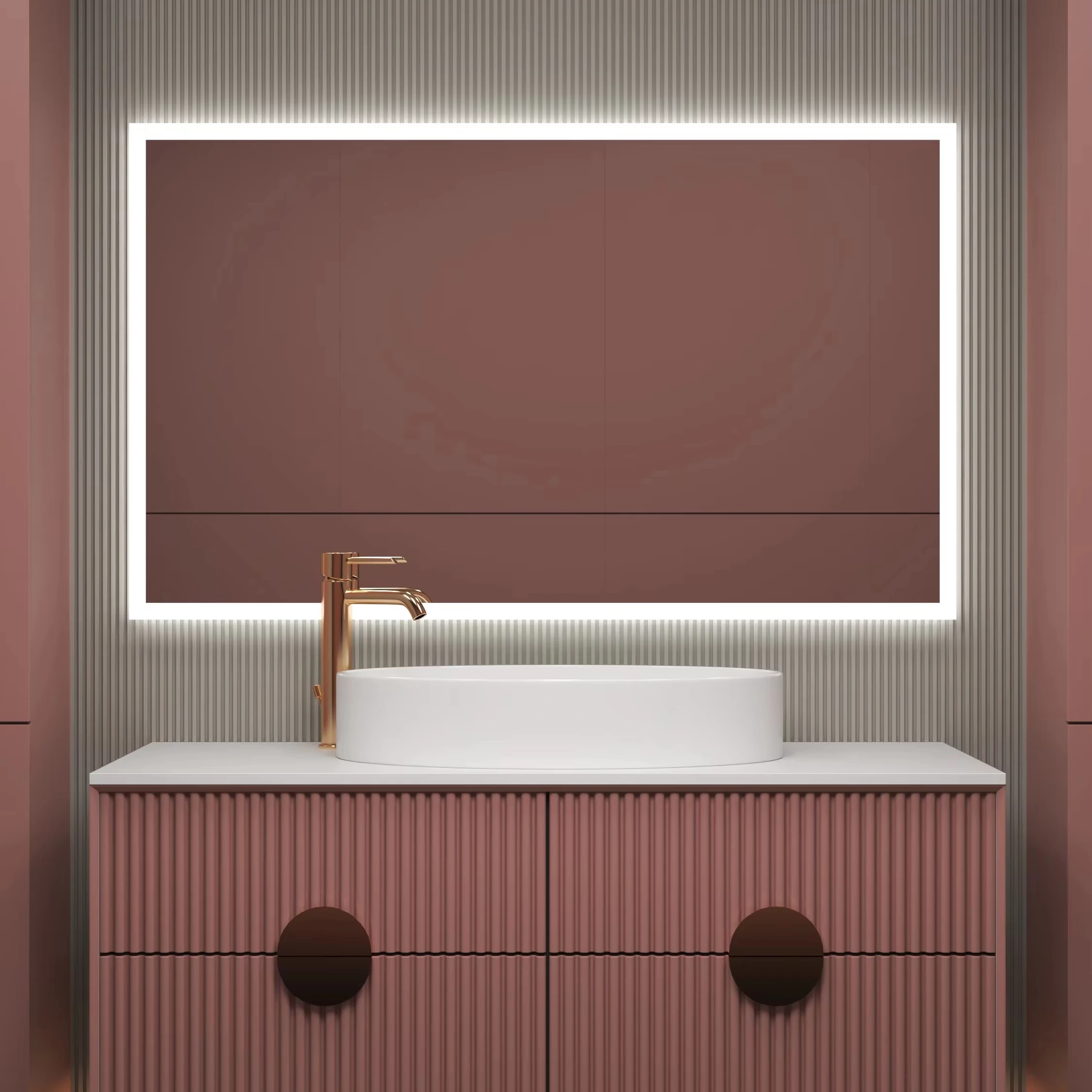 CE UL  Modern Smart 3D Bathroom Vanity Mirror Rectangle Aluminum Magic Makeup Mirror/Decorative Mirror/Makeup Vanity Mirror