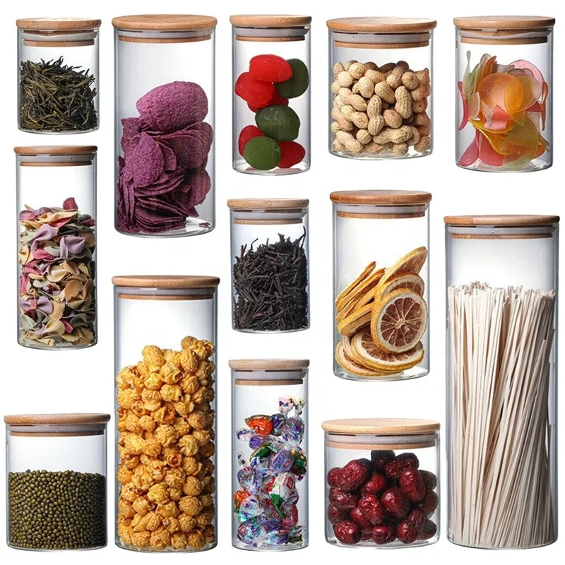 Wholesale multifunction glass jars kitchen storage Spice High Borosilicate Glass Container food Storage Jars With Lids
