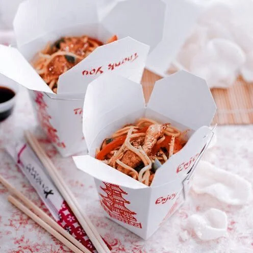 Printed Noodle Box Disposable salad Box Take Away Rice/Chicken Box High Quality Food Paper Packaging