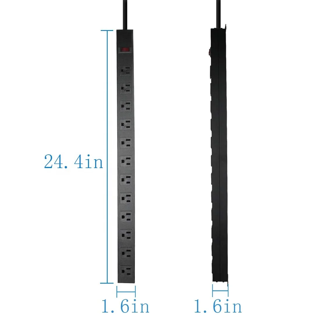 heavy duty 15a metal power strip surge protector extension cord 10ft 15ft power cord