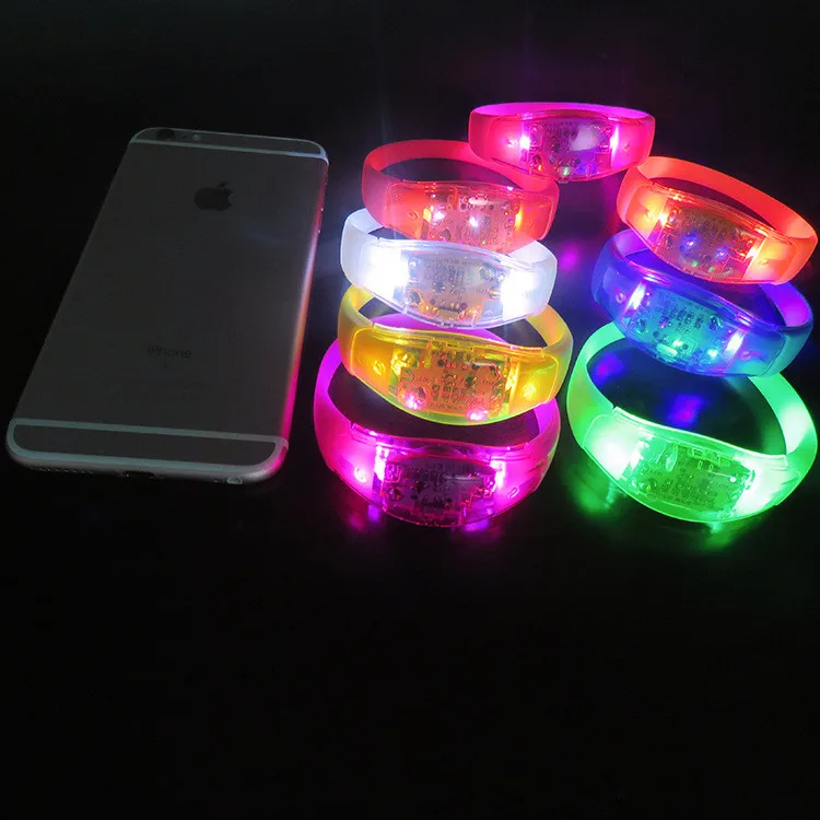 Wholesale led bracelet white Sound Sensor Control LED Bracelet TPU Wristband Bangle For Party Favors