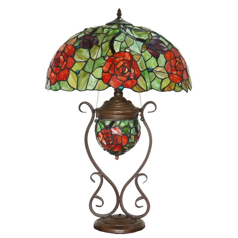 Table Lamp for Living Room Study Bedroom Decorative Light Tiffany Lanterns Antique Glass Art Iron Lighting