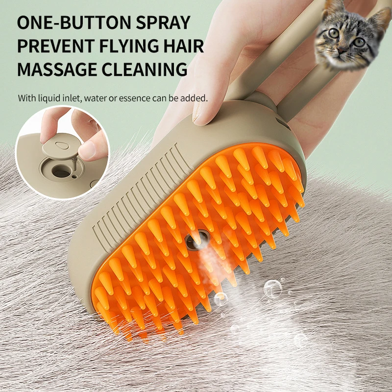 2025 Electric Pet Comb Splash Proof Steam Spray Massage Cat Brush ABS Multifunctional Hair Removal Tool Dog Cleaning Box