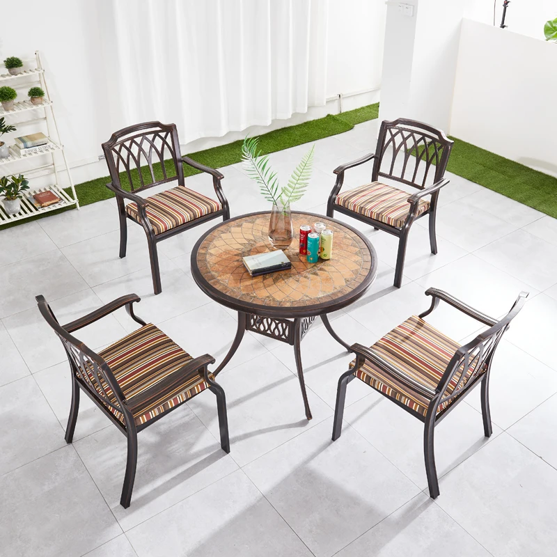 Metal Patio Chair Set Furniture Cast Antique Outdoor Aluminum Garden Patio Table and Chair Set