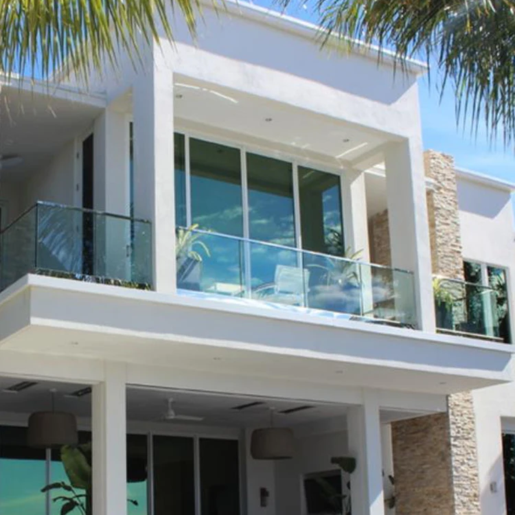 customized size tempered 10mm laminated safety glass balcony with stainless aluminum hardware glass railing balustrade fencing