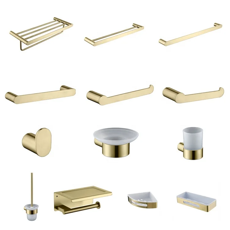 High Quality Luxury 304 Stainless Steel Gold Bathroom Accessories Set