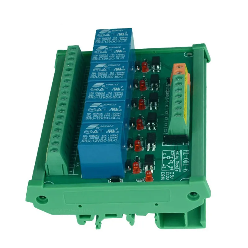 6 Channel PLC Optocoupler Trigger Relay Module DIN Rail Mounting Input 3.3V 5V 12V 24V Trigger Voltage 3.3V 5V 12V 24V
