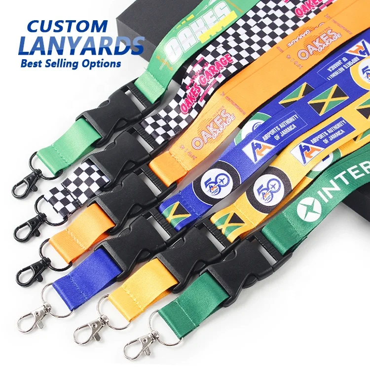 Hot Selling Lanyard Custom Promotion Polyester Neck Strap Design Flat Blank Keychain Lanyard with Logo