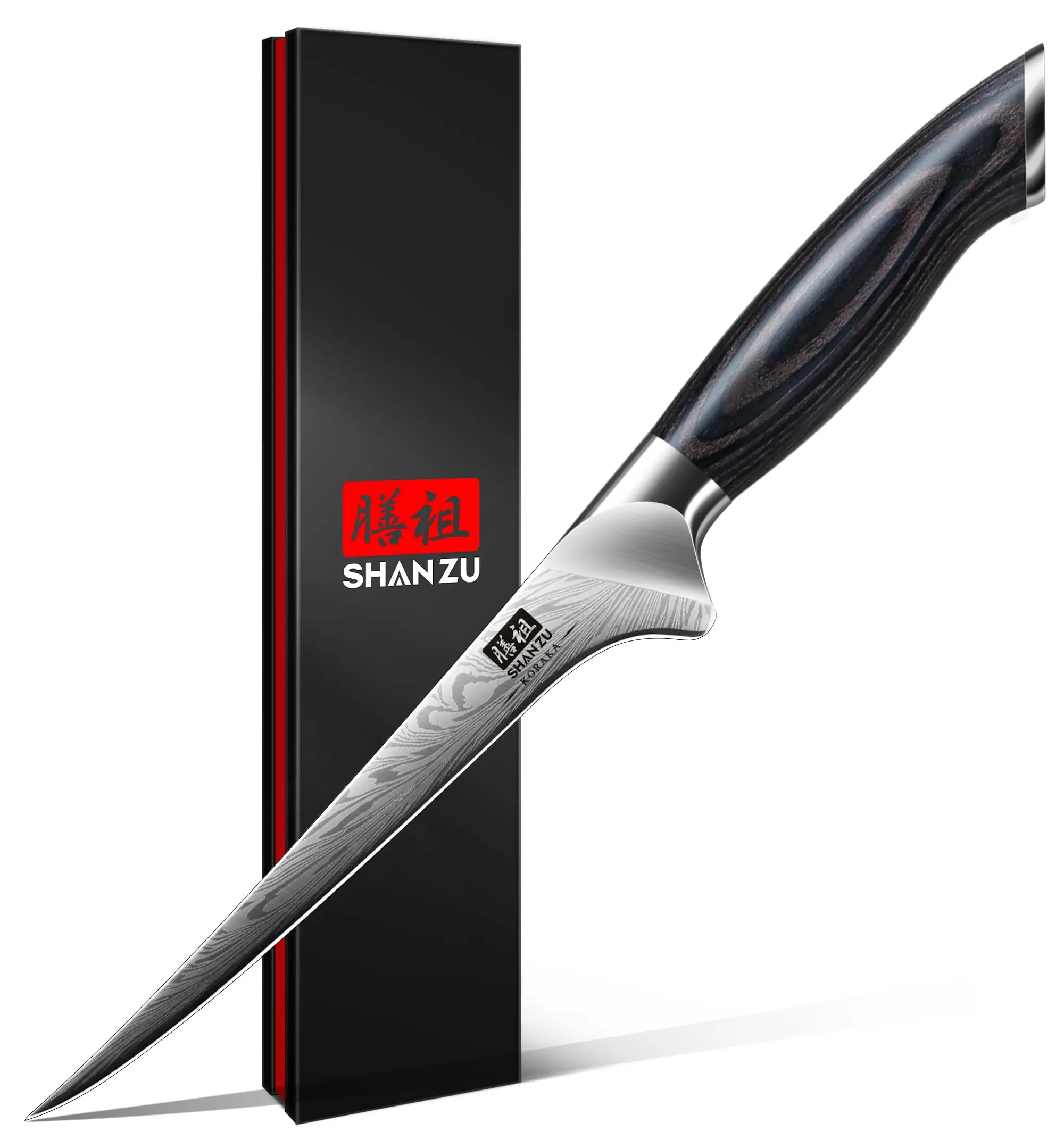 SHAN ZU Fillet Knife 7 Inch Powder Steel Boning Knife High Carbon Japanese Deboning Knife for Meat Cutting Fish