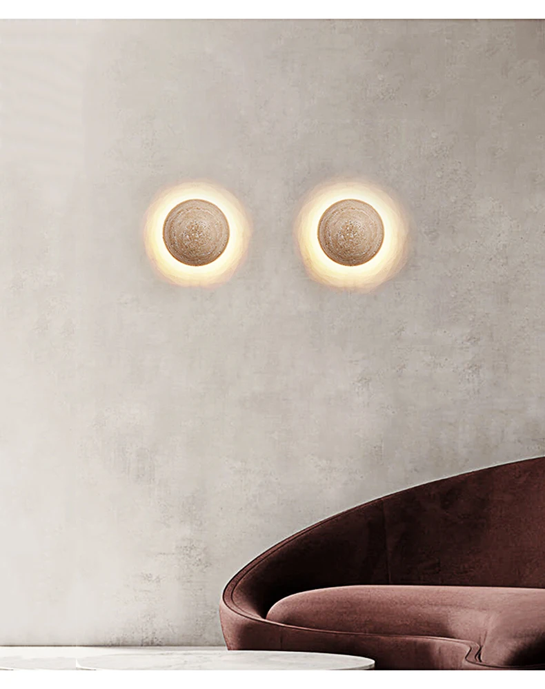 Modern Yellow Natural Black Lampe Lampadaire Natural Travertine Stone Lamp Travertine Wall Sconce Travertine Sconce