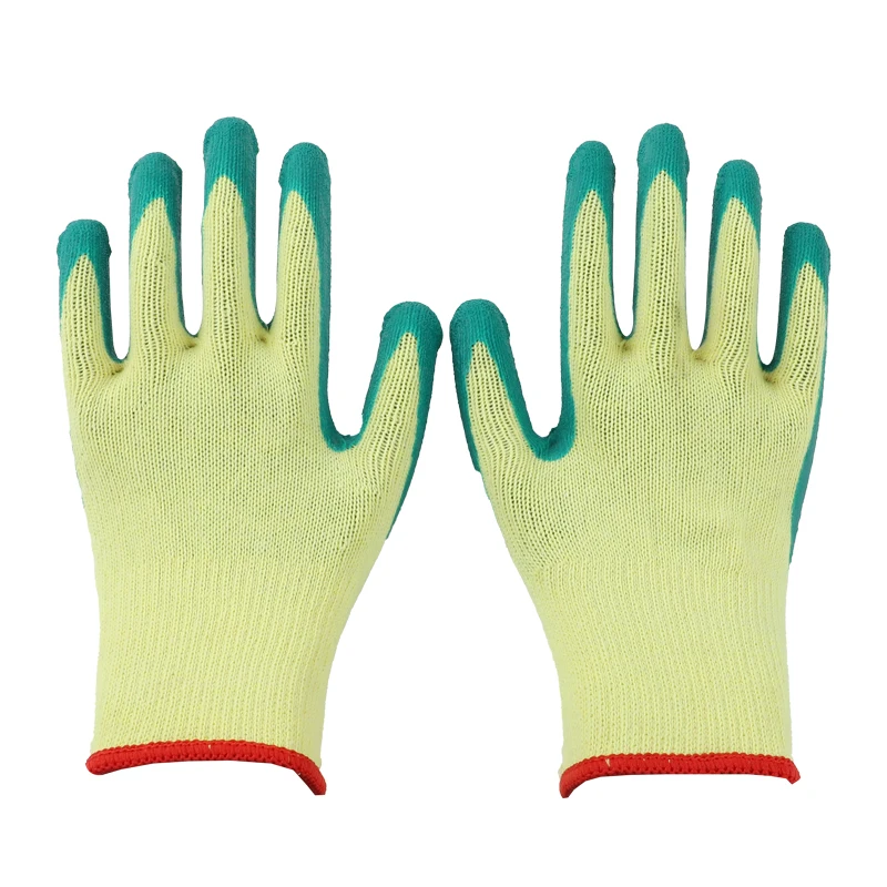 Low price high quality orange palm latex coated knitted work gloves
