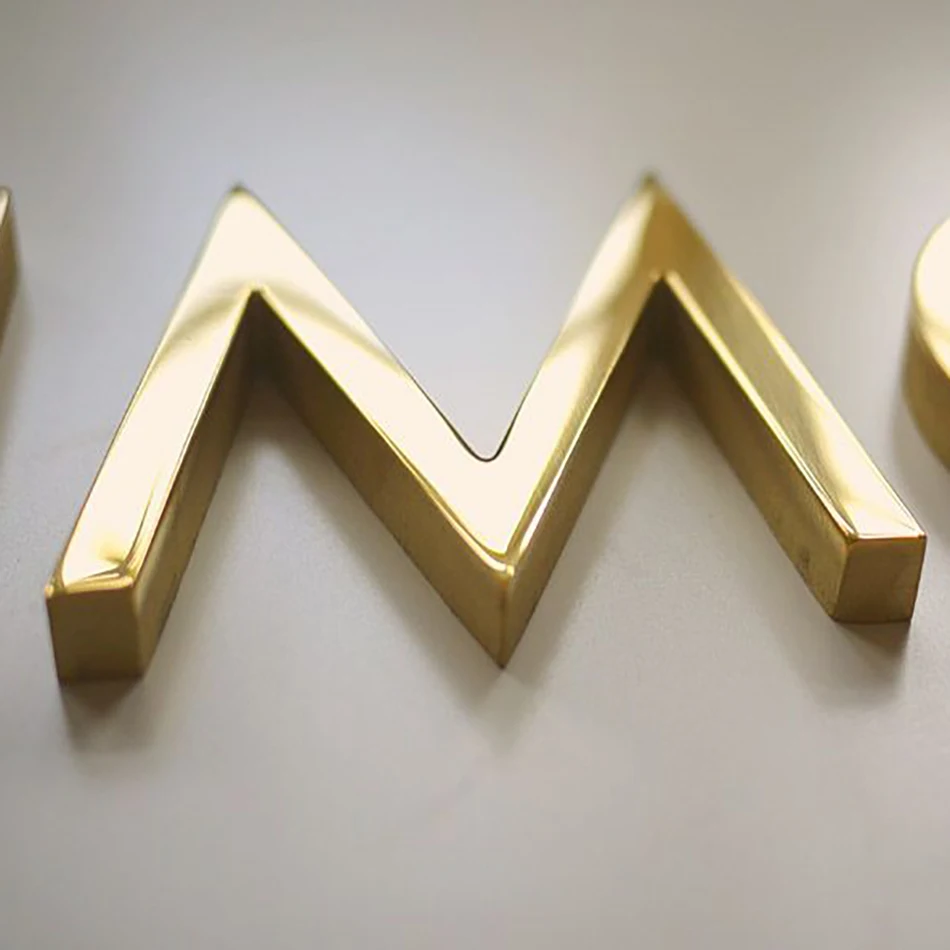 Custom Gold Metal Letter 3D Metal Chromed Letters Company Wall Logo Business Sign