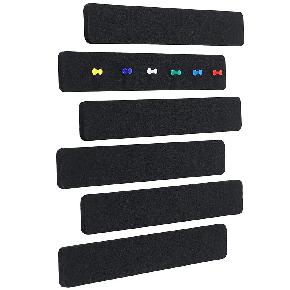Upin 33*5cm 6Pcs Black wall Cork Self-Adhesive Bulletin Board Bar Strips with Pushpins