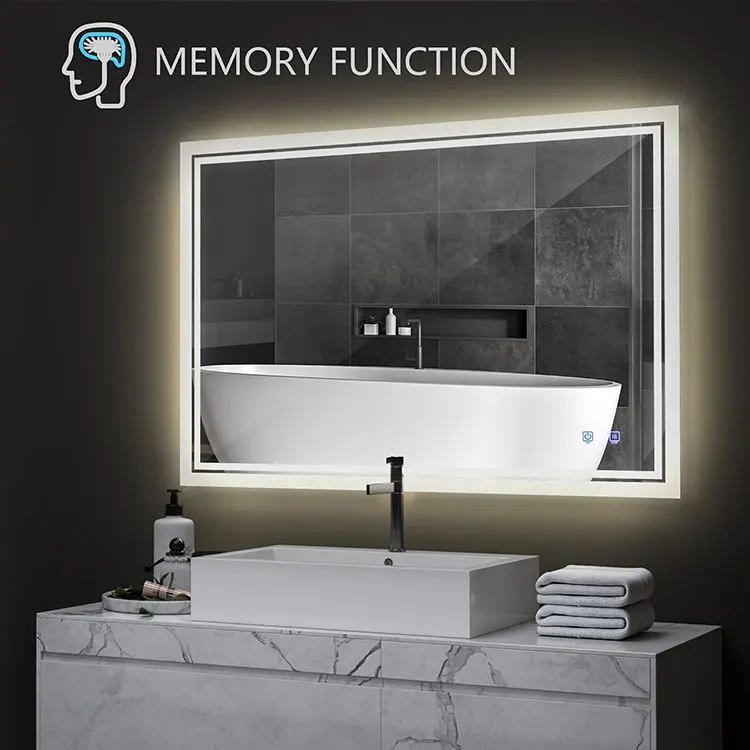OEM/ODM Lighted Bath Mirrors Toilet Wall Dimming Defogger Rectangle Bathroom Led Mirror WITH LIGHT